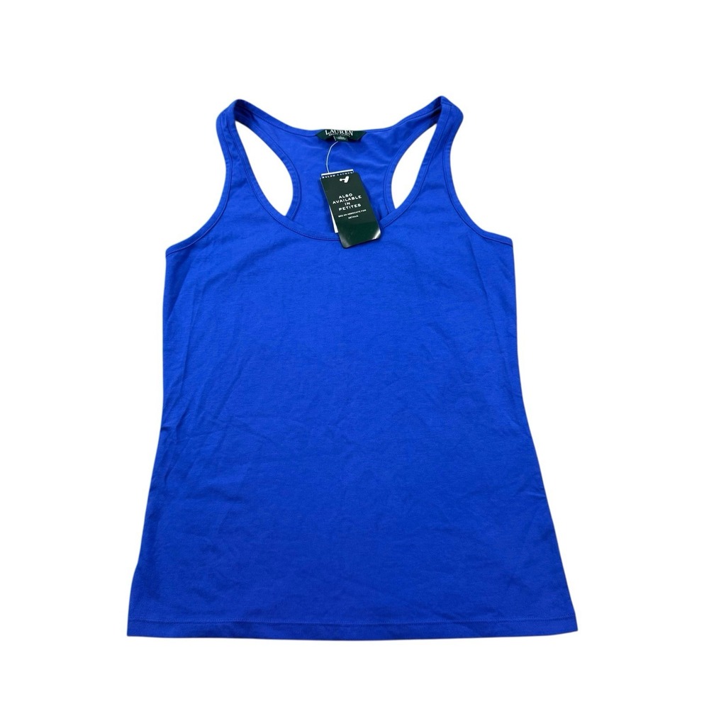 Lauren Ralph Lauren Blue Cotton Racerback Tank Top Women Small NWT